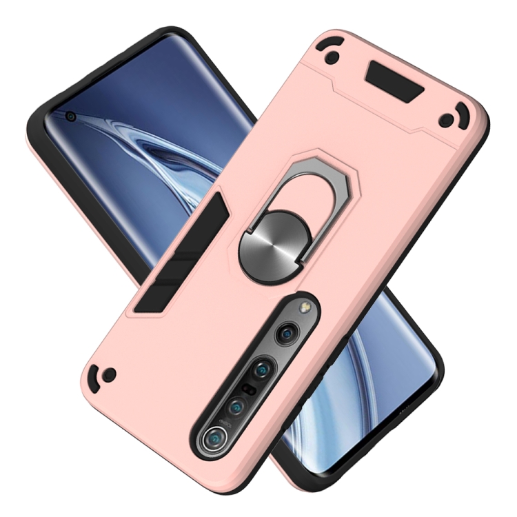 For Xiaomi Mi 10 5G / Mi 10 Pro 5G 2 in 1 Armour Series PC + TPU Protective Case with Ring Holder(Rose Gold) - 1