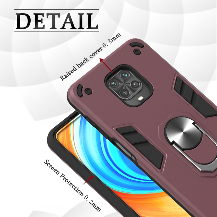 For Xiaomi Redmi Note 9S / Note 9 Pro / Note 9 Pro Max 2 in 1 Armour Series PC + TPU Protective Case with Ring Holder(Rose Gold) - 6