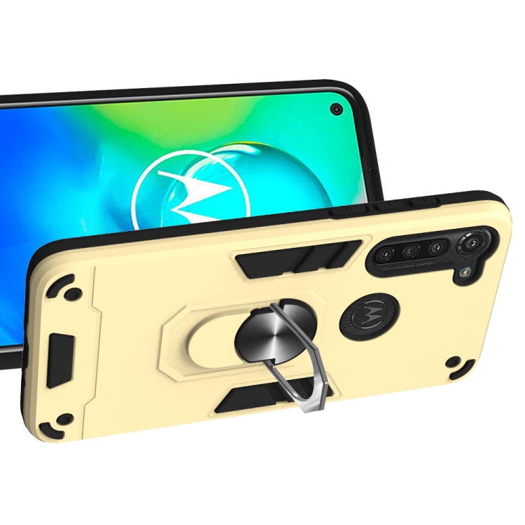 For Motorola Moto G8 Power 2 in 1 Armour Series PC + TPU Protective Case with Ring Holder(Gold) - 2