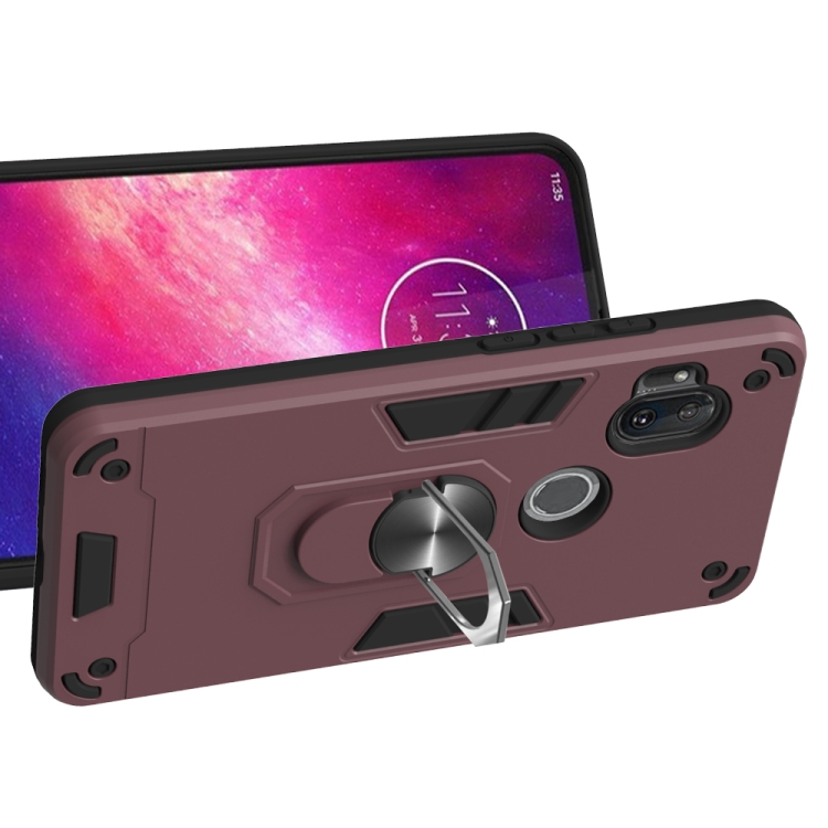 For Motorola One Hyper 2 in 1 Armour Series PC + TPU Protective Case with Ring Holder(Wine Red) - 2