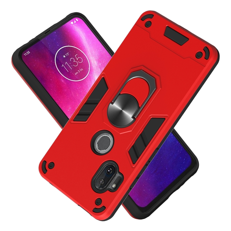 For Motorola One Hyper 2 in 1 Armour Series PC + TPU Protective Case with Ring Holder(Red) - 1