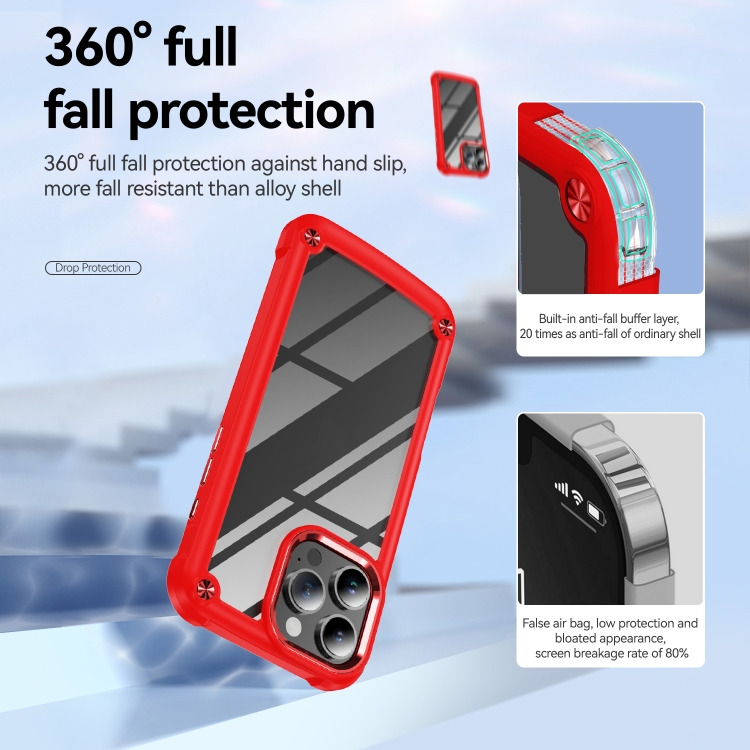 For iPhone 16 Pro TPU + PC Lens Protection Phone Case(Red) For iPhone 16 Pro TPU + PC Lens Protection Phone Case(Red)