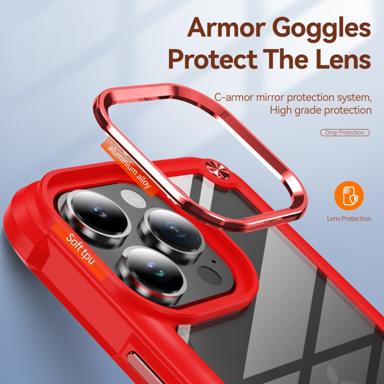 For iPhone 16 Pro TPU + PC Lens Protection Phone Case(Red) For iPhone 16 Pro TPU + PC Lens Protection Phone Case(Red)