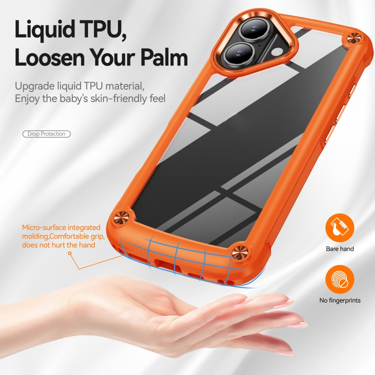 For iPhone 16 TPU + PC Lens Protection Phone Case(Orange) For iPhone 16 TPU + PC Lens Protection Phone Case(Orange)