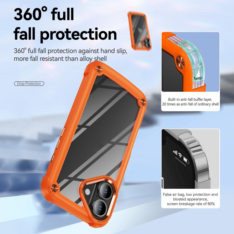 For iPhone 16 TPU + PC Lens Protection Phone Case(Orange) For iPhone 16 TPU + PC Lens Protection Phone Case(Orange)