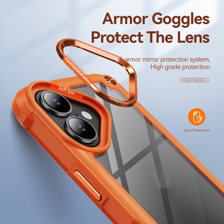 For iPhone 16 TPU + PC Lens Protection Phone Case(Orange) For iPhone 16 TPU + PC Lens Protection Phone Case(Orange)