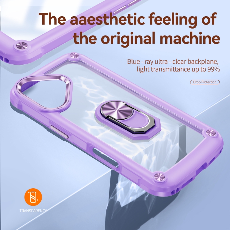 For iPhone 16 TPU + PC Lens Protection Phone Case with Ring Holder(Purple) For iPhone 16 TPU + PC Lens Protection Phone Case with Ring Holder(Purple)