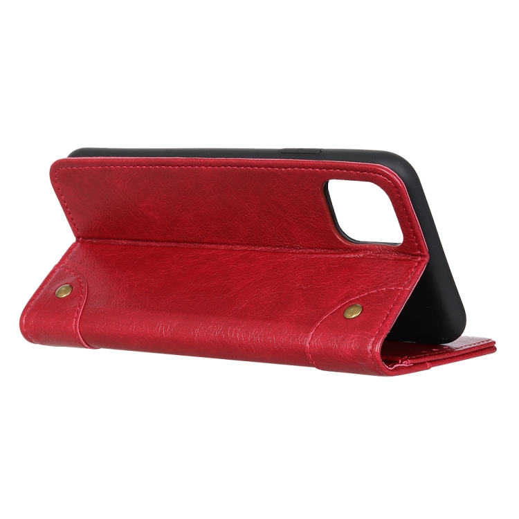 For iPhone 12 mini Copper Buckle Nappa Texture Horizontal Flip Leather Case with Holder & Card Slots & Wallet(Red Wine) - 4