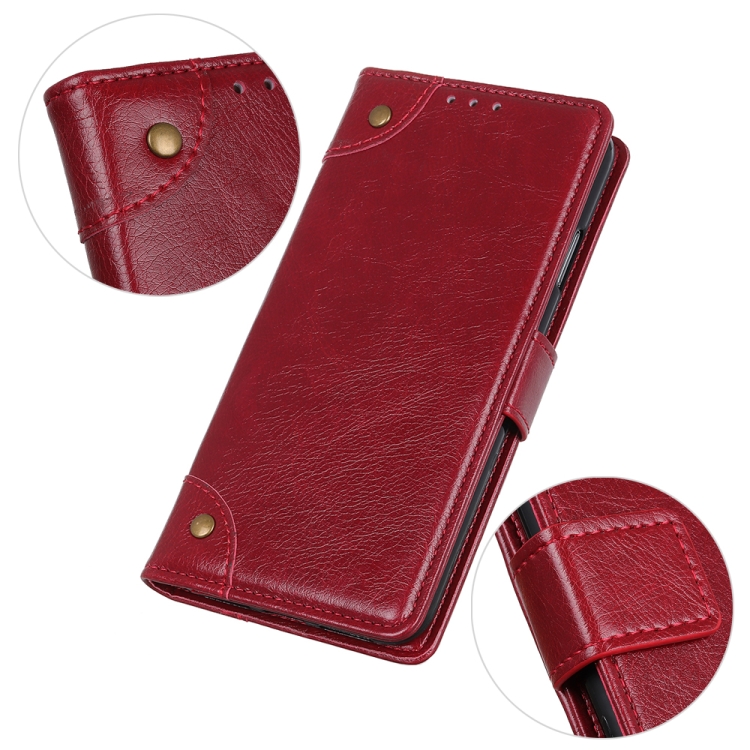 For iPhone 12 mini Copper Buckle Nappa Texture Horizontal Flip Leather Case with Holder & Card Slots & Wallet(Red Wine) - 5