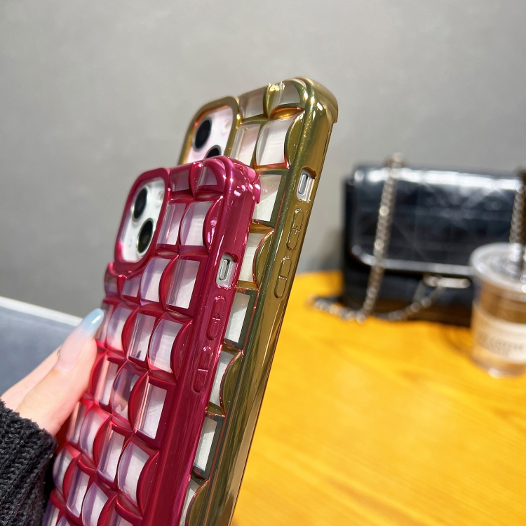 For iPhone 13 Pro Max 3D Grid Phone Case(Rose Red) For iPhone 13 Pro Max 3D Grid Phone Case(Rose Red)