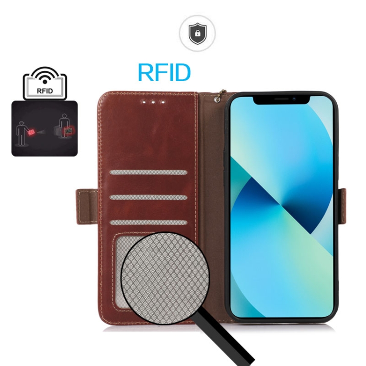 For iPhone 16 Crazy Horse Top Layer Cowhide Leather Phone Case(Brown) For iPhone 16 Crazy Horse Top Layer Cowhide Leather Phone Case(Brown)