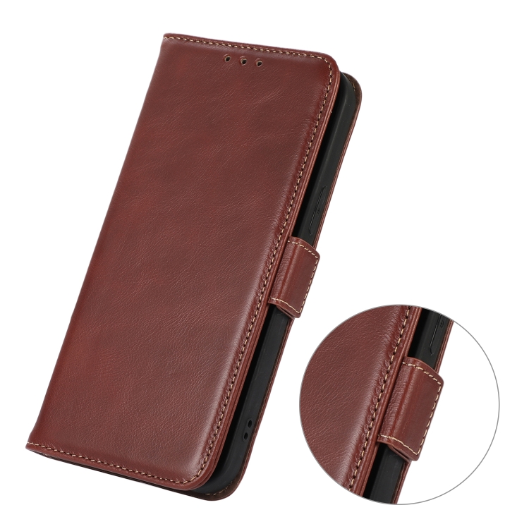 For iPhone 16 Crazy Horse Top Layer Cowhide Leather Phone Case(Brown) For iPhone 16 Crazy Horse Top Layer Cowhide Leather Phone Case(Brown)