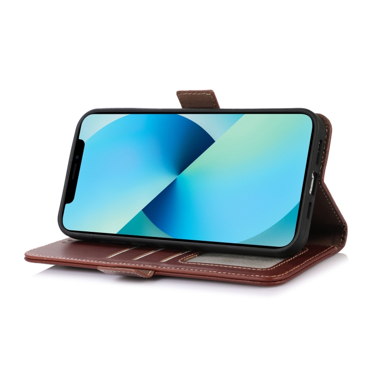 For iPhone 16 Crazy Horse Top Layer Cowhide Leather Phone Case(Brown) For iPhone 16 Crazy Horse Top Layer Cowhide Leather Phone Case(Brown)