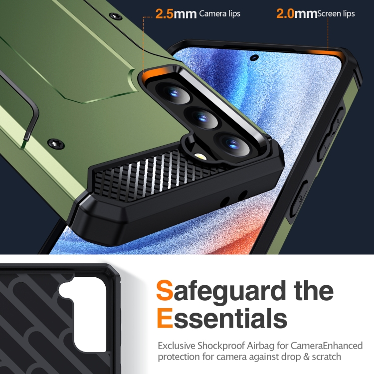 For Samsung Galaxy S21 5G Matte Holder Phone Case(Army Green) For Samsung Galaxy S21 5G Matte Holder Phone Case(Army Green)