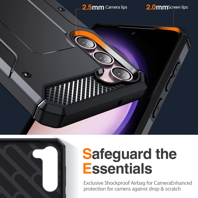 For Samsung Galaxy S23+ 5G Matte Holder Phone Case(Black) For Samsung Galaxy S23+ 5G Matte Holder Phone Case(Black)