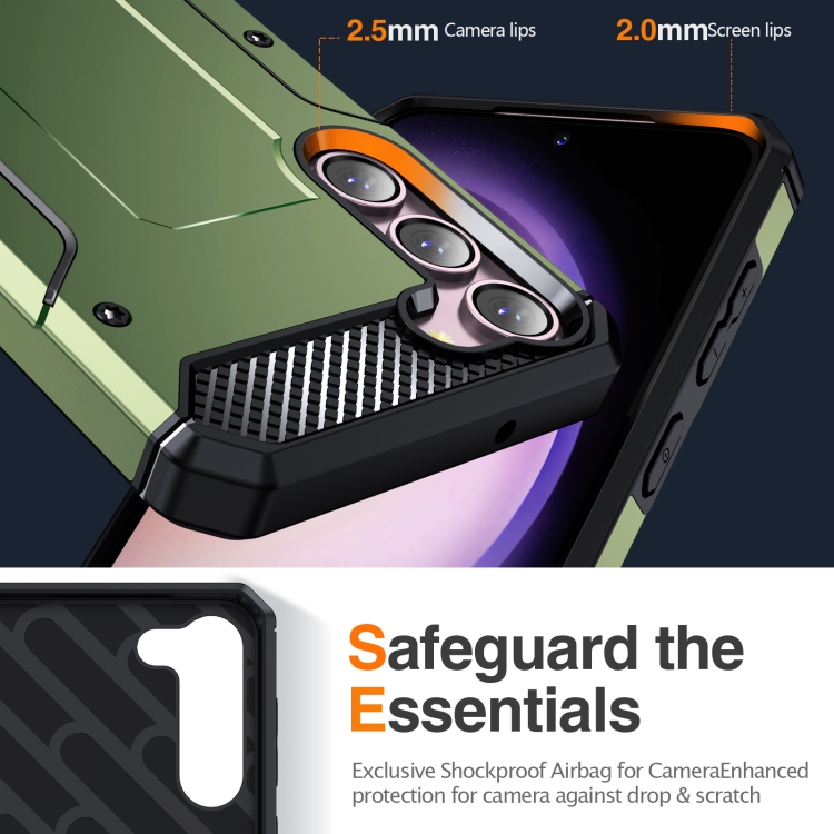 For Samsung Galaxy S23+ 5G Matte Holder Phone Case(Army Green) For Samsung Galaxy S23+ 5G Matte Holder Phone Case(Army Green)