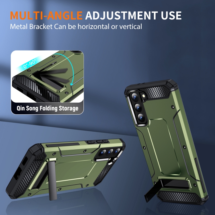 For Samsung Galaxy S22+ 5G Matte Holder Phone Case(Army Green) For Samsung Galaxy S22+ 5G Matte Holder Phone Case(Army Green)
