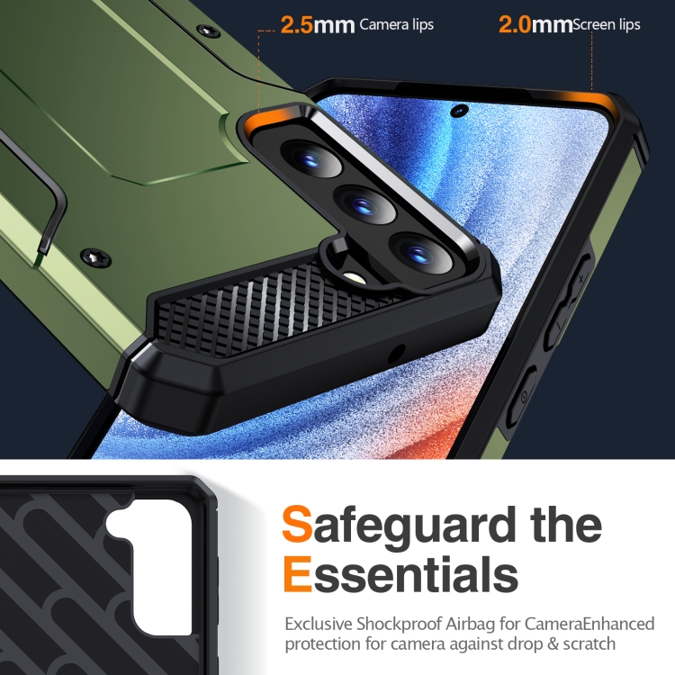 For Samsung Galaxy S22+ 5G Matte Holder Phone Case(Army Green) For Samsung Galaxy S22+ 5G Matte Holder Phone Case(Army Green)