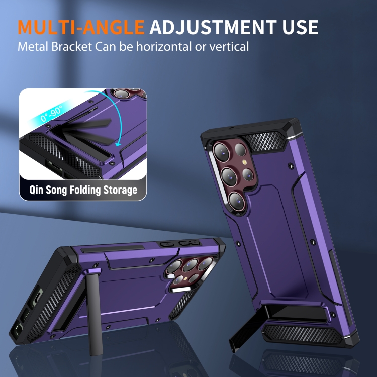 For Samsung Galaxy S22 Ultra 5G Matte Holder Phone Case(Purple) For Samsung Galaxy S22 Ultra 5G Matte Holder Phone Case(Purple)