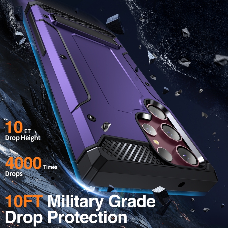 For Samsung Galaxy S22 Ultra 5G Matte Holder Phone Case(Purple) For Samsung Galaxy S22 Ultra 5G Matte Holder Phone Case(Purple)