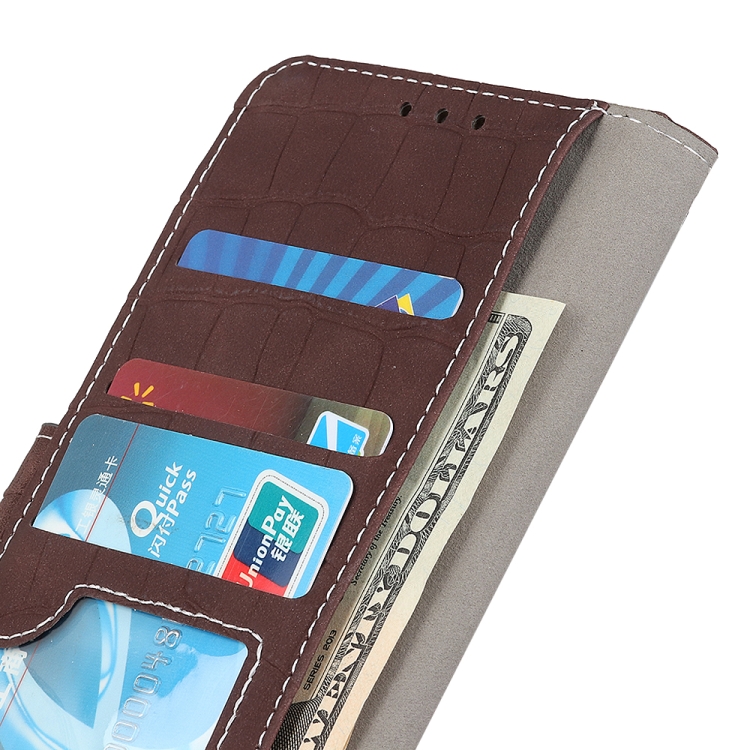 For iPhone 12 / 12 Pro Crocodile Texture Horizontal Flip Leather Case with Holder & Card Slots & Wallet(Brown) - 6