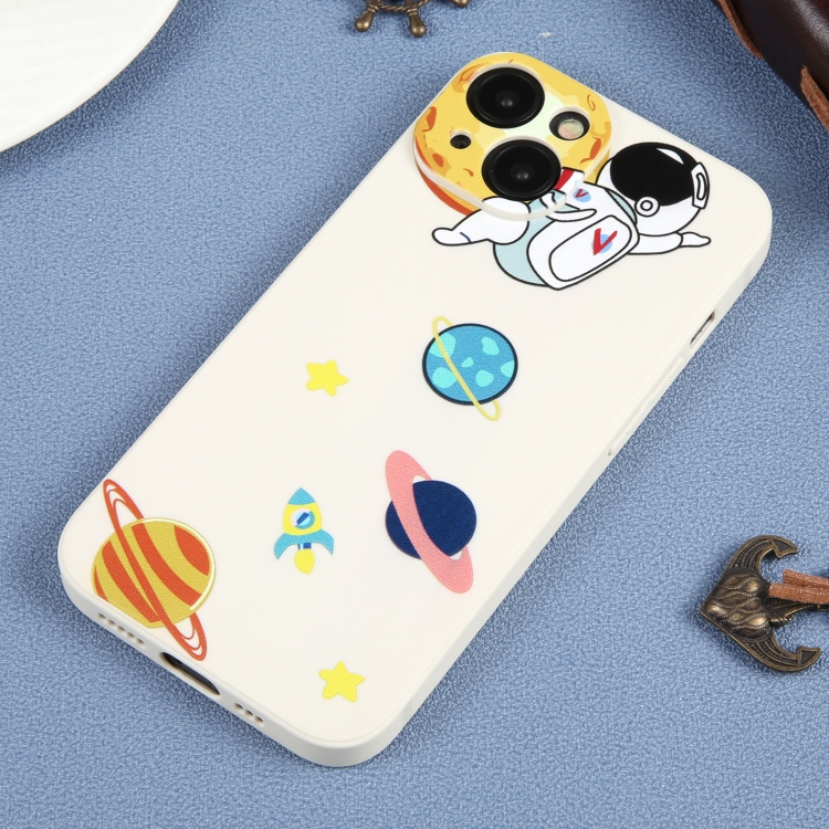 For iPhone SE 2022 / SE 2020 / 8 / 7 Hug Moon Astronaut Pattern TPU Phone Case(White) For iPhone SE 2022 / SE 2020 / 8 / 7 Hug Moon Astronaut Pattern TPU Phone Case(White)