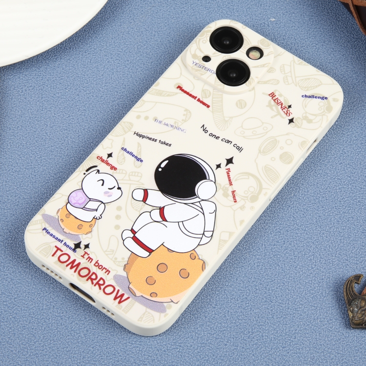 For iPhone 14 Plus Astronaut Pattern Frosted TPU Phone Case(White) For iPhone 14 Plus Astronaut Pattern Frosted TPU Phone Case(White)