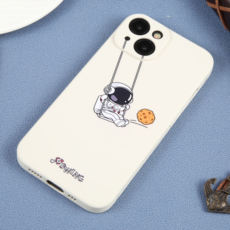 For iPhone 14 Plus Astronaut Swinging Pattern TPU Phone Case(White) For iPhone 14 Plus Astronaut Swinging Pattern TPU Phone Case(White)