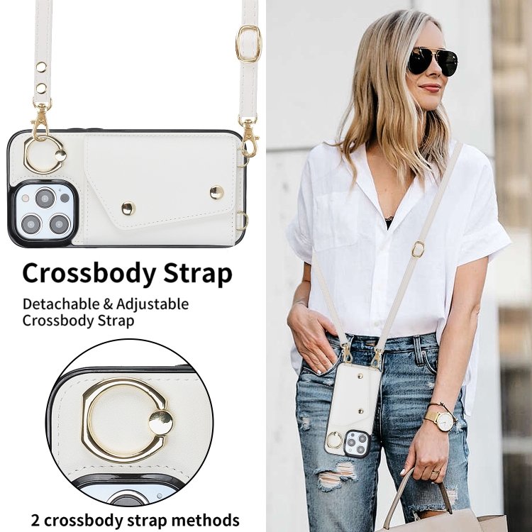 For iPhone 14 Pro Max Zipper Card Bag Phone Case with Dual Lanyard(White) For iPhone 14 Pro Max Zipper Card Bag Phone Case with Dual Lanyard(White)