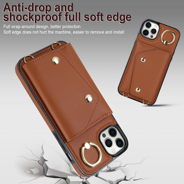 For iPhone 11 Pro Max Zipper Card Bag Phone Case with Dual Lanyard(Brown) For iPhone 11 Pro Max Zipper Card Bag Phone Case with Dual Lanyard(Brown)