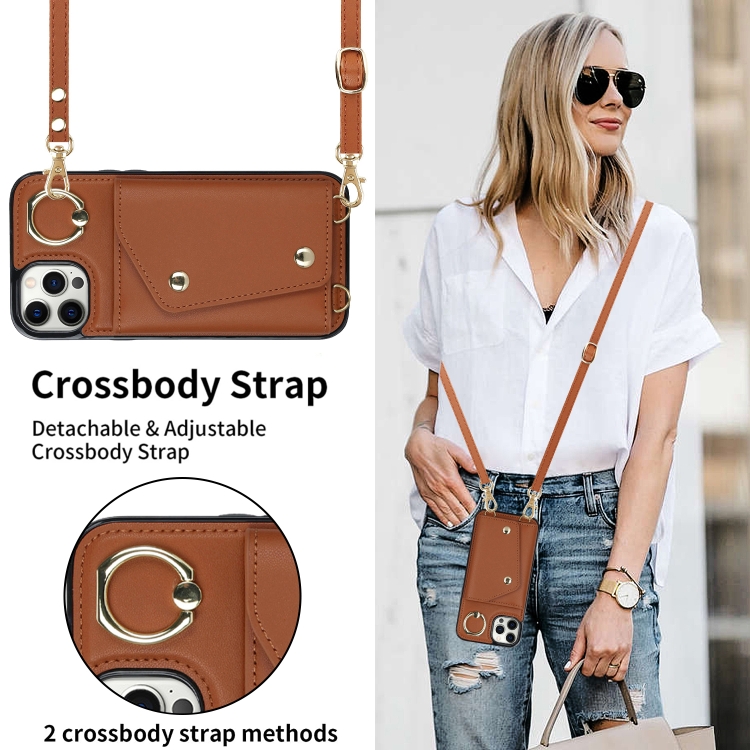 For iPhone 11 Pro Max Zipper Card Bag Phone Case with Dual Lanyard(Brown) For iPhone 11 Pro Max Zipper Card Bag Phone Case with Dual Lanyard(Brown)