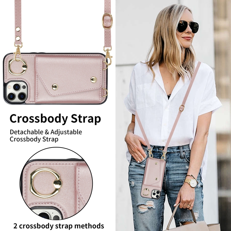For iPhone 11 Pro Zipper Card Bag Phone Case with Dual Lanyard(Rose Gold) For iPhone 11 Pro Zipper Card Bag Phone Case with Dual Lanyard(Rose Gold)