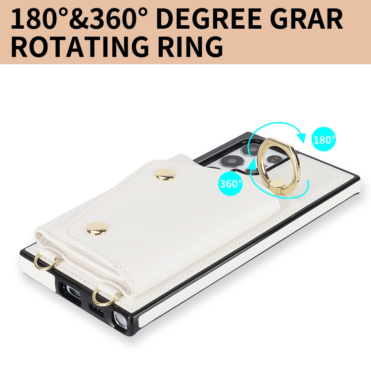 For Samsung Galaxy S22 Ultra 5G Zipper Card Bag Phone Case with Dual Lanyard(White) For Samsung Galaxy S22 Ultra 5G Zipper Card Bag Phone Case with Dual Lanyard(White)