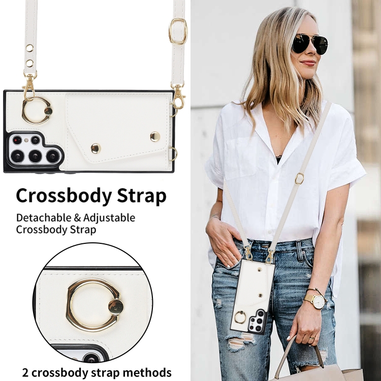 For Samsung Galaxy S22 Ultra 5G Zipper Card Bag Phone Case with Dual Lanyard(White) For Samsung Galaxy S22 Ultra 5G Zipper Card Bag Phone Case with Dual Lanyard(White)