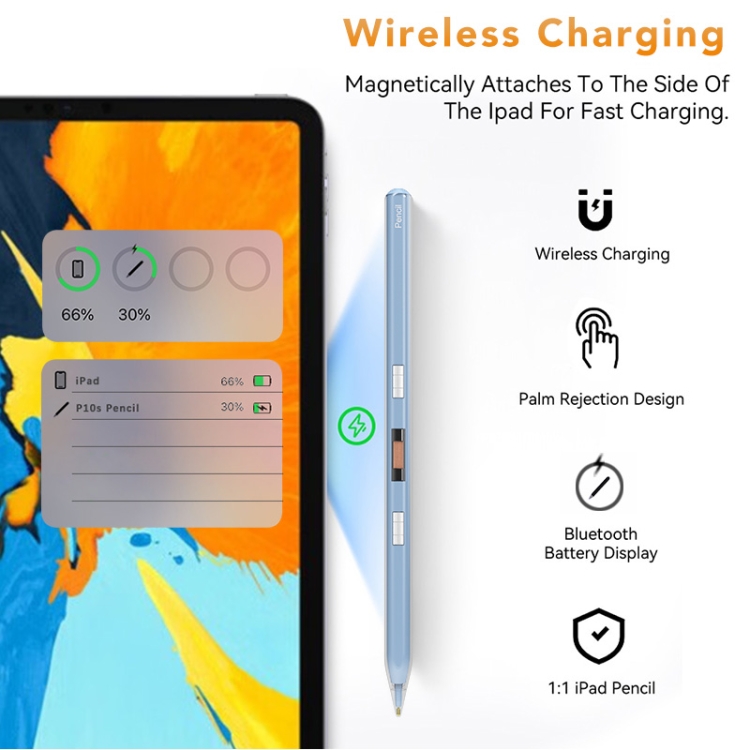 P10s Transparent Case Wireless Charging Stylus Pen for iPad 2018 or Later(Blue) P10s Transparent Case Wireless Charging Stylus Pen for iPad 2018 or Later(Blue)