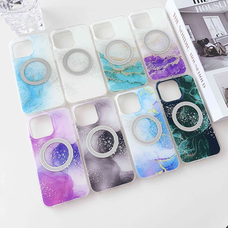 For iPhone 15 Plus Dual-side IMD Marble Magsafe Phone Case(Dark Green) For iPhone 15 Plus Dual-side IMD Marble Magsafe Phone Case(Dark Green)