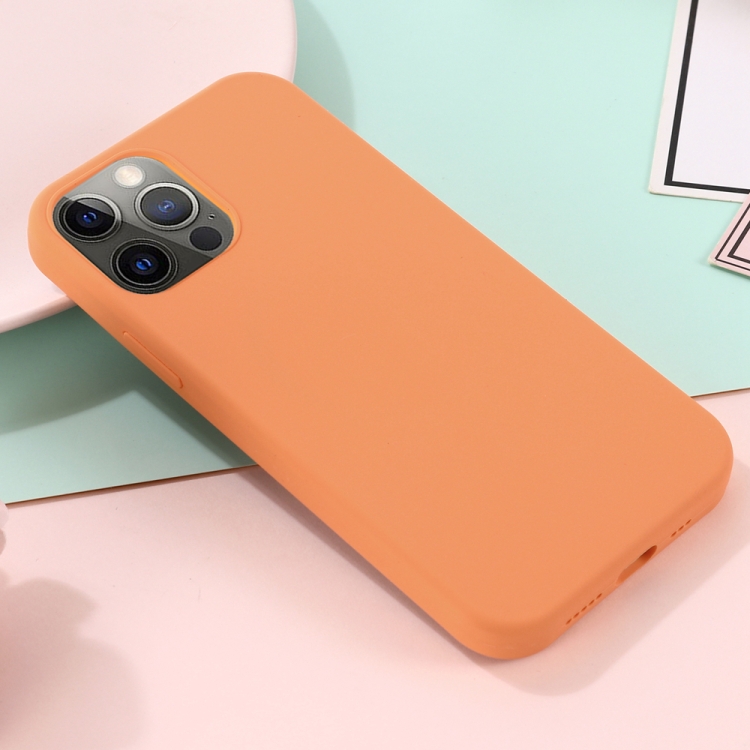 For iPhone 15 Pro Max Shockproof Silicone Magsafe Phone Case(Gold Orange)