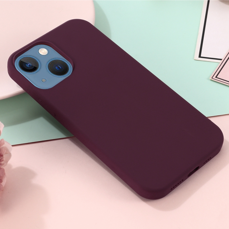 For iPhone 15 Shockproof Silicone Magsafe Phone Case(Plum Color)