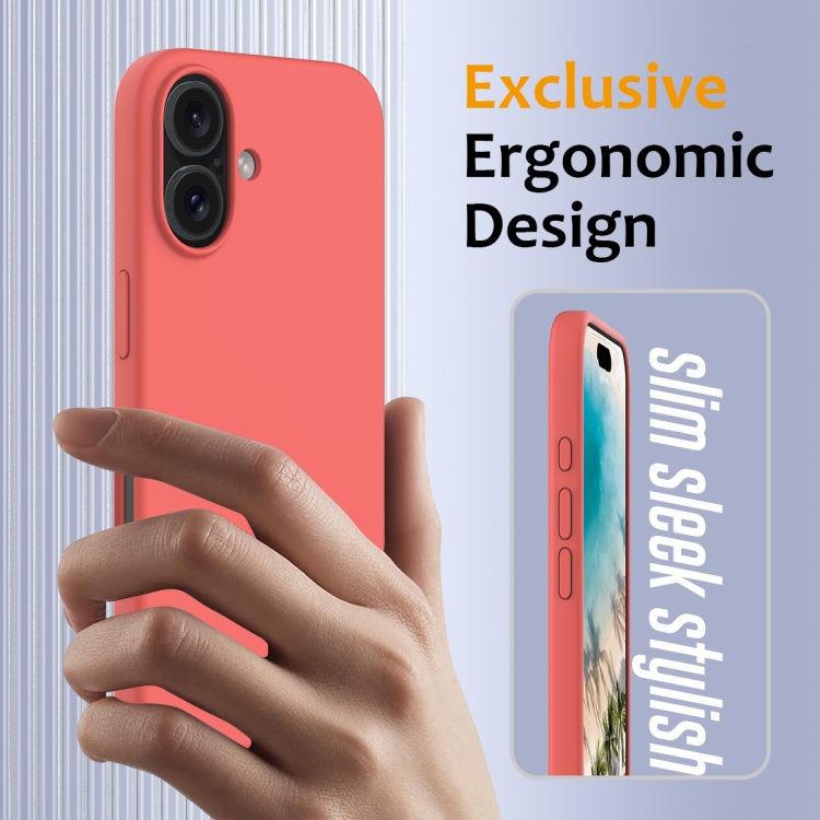 For iPhone 16 Shockproof Silicone Magsafe Phone Case(Pink Orange) For iPhone 16 Shockproof Silicone Magsafe Phone Case(Pink Orange)