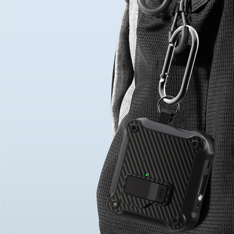 For AirPods 4 Carbon Fiber Magnetic Automatic Switch Earphone Protective Case(Green) For AirPods 4 Carbon Fiber Magnetic Automatic Switch Earphone Protective Case(Green)