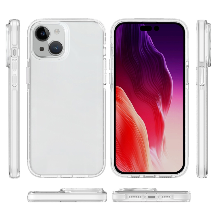 For iPhone 15 Two-color Shockproof High Transparency TPU Phone Case(White) For iPhone 15 Two-color Shockproof High Transparency TPU Phone Case(White)