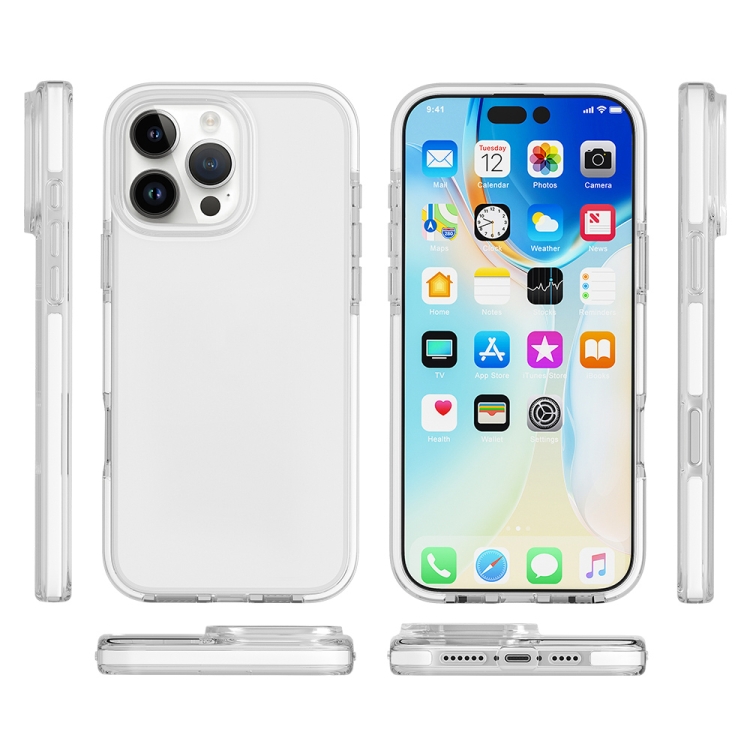 For iPhone 16 Pro Two-color Shockproof High Transparency TPU Phone Case(White) For iPhone 16 Pro Two-color Shockproof High Transparency TPU Phone Case(White)