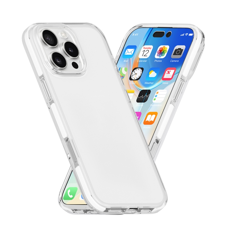 For iPhone 16 Pro Two-color Shockproof High Transparency TPU Phone Case(White) For iPhone 16 Pro Two-color Shockproof High Transparency TPU Phone Case(White)
