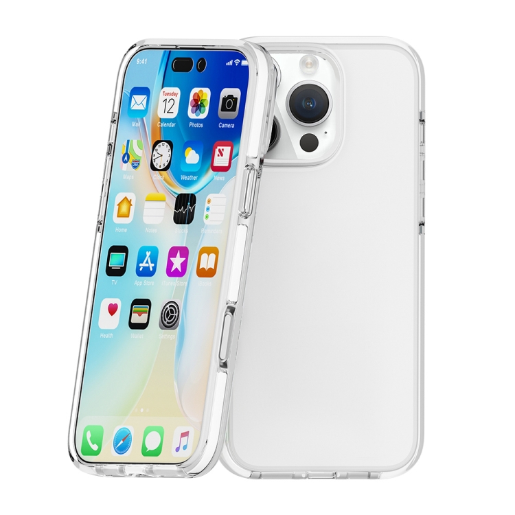 For iPhone 16 Pro Two-color Shockproof High Transparency TPU Phone Case(White) For iPhone 16 Pro Two-color Shockproof High Transparency TPU Phone Case(White)