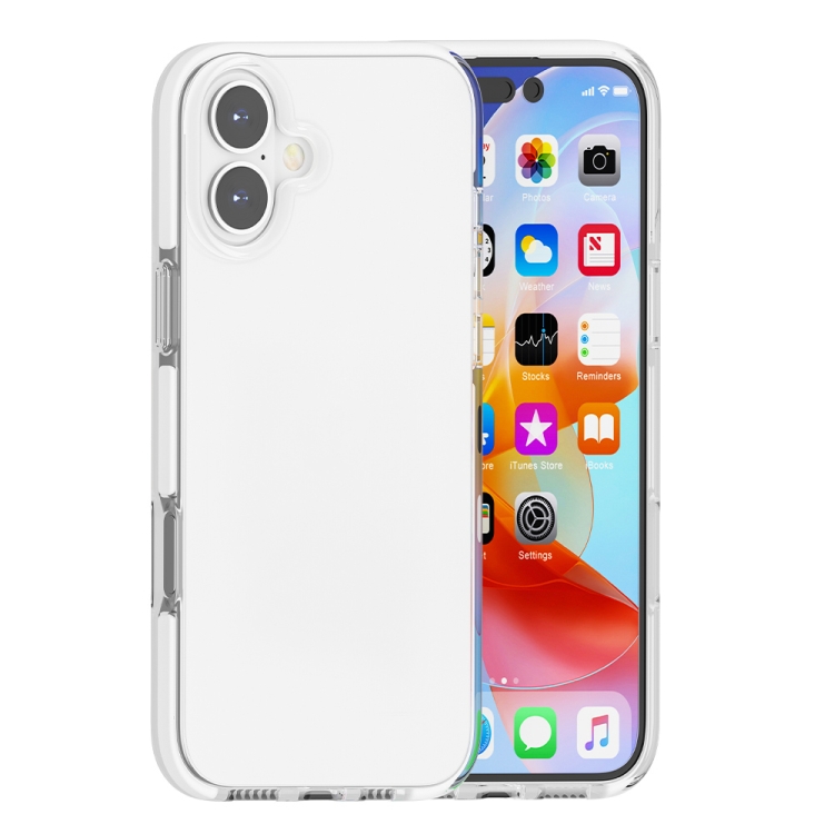 For iPhone 16 Two-color Shockproof High Transparency TPU Phone Case(White) For iPhone 16 Two-color Shockproof High Transparency TPU Phone Case(White)