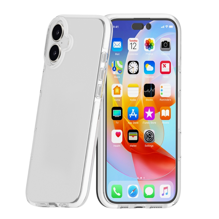 For iPhone 16 Two-color Shockproof High Transparency TPU Phone Case(White) For iPhone 16 Two-color Shockproof High Transparency TPU Phone Case(White)