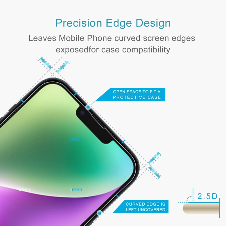 For iPhone 14 0.26mm 9H 2.5D High Aluminum Tempered Glass Film For iPhone 14 0.26mm 9H 2.5D High Aluminum Tempered Glass Film