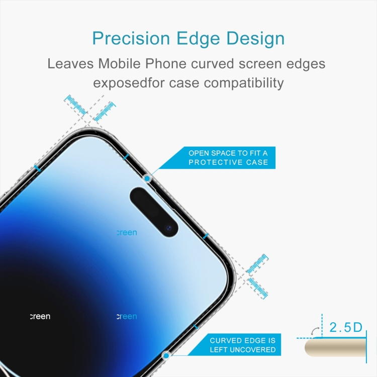 For iPhone 14 Pro 10pcs 0.26mm 9H 2.5D High Aluminum Tempered Glass Film For iPhone 14 Pro 10pcs 0.26mm 9H 2.5D High Aluminum Tempered Glass Film