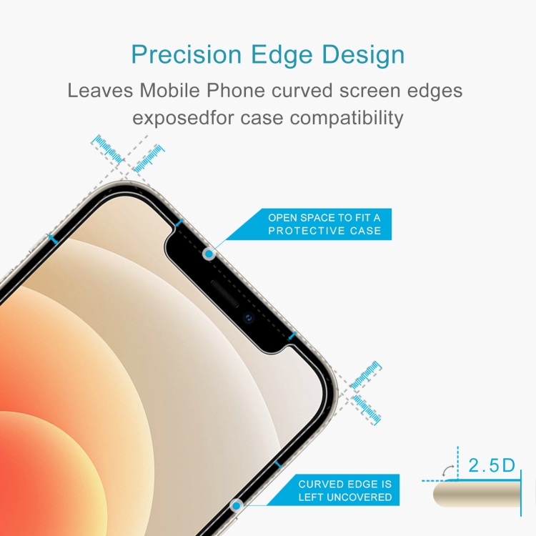 For iPhone 12 / 12 Pro 10pcs 0.26mm 9H 2.5D High Aluminum Tempered Glass Film