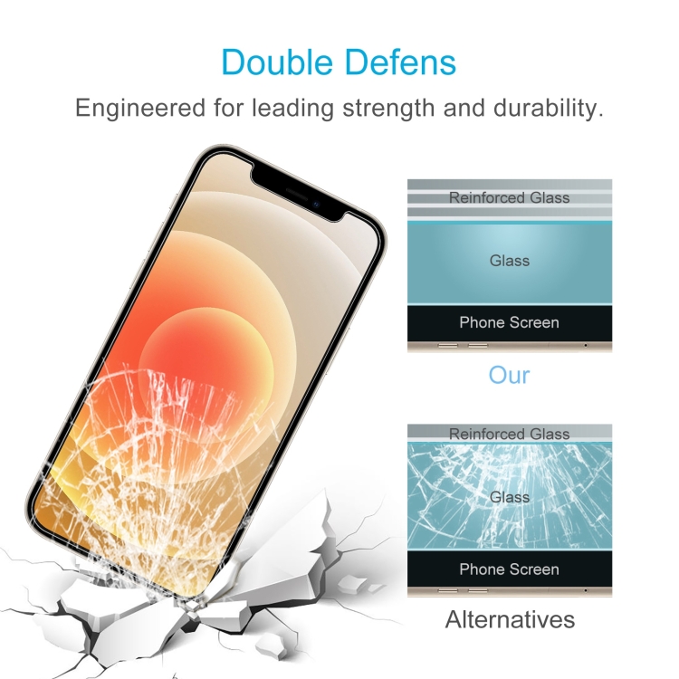 For iPhone 12 / 12 Pro 10pcs 0.26mm 9H 2.5D High Aluminum Tempered Glass Film